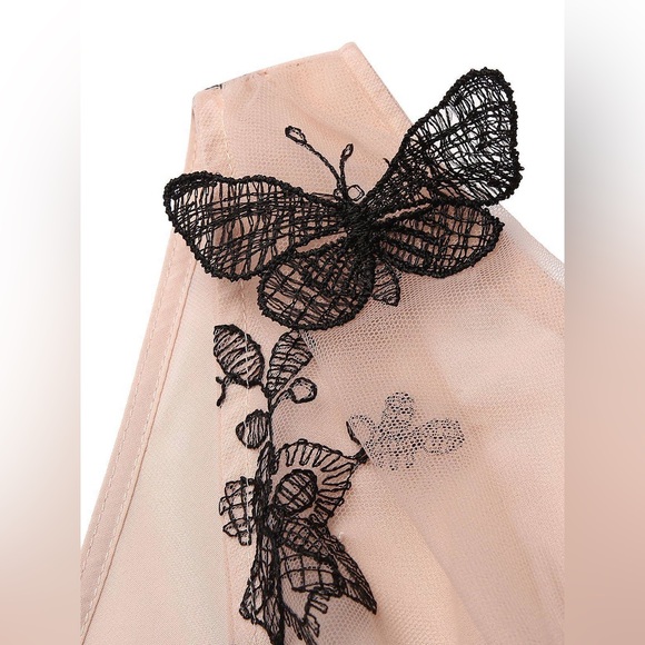 NWT Retro Stage Butterfly Embroidered Midi Dress - Picture 3 of 11